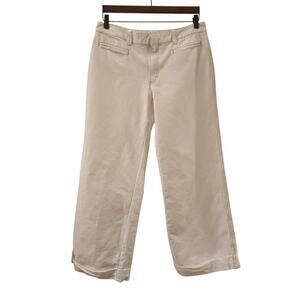 J.Crew Wide-Leg Cuffed White Chino Cotton Pants Womens Size 12